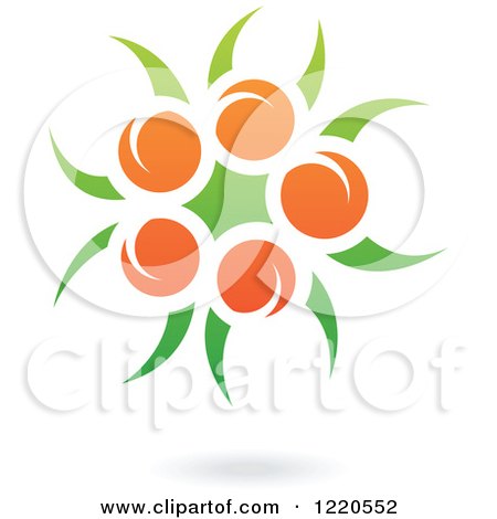 Clipart of a Floating Orange Fruit and Leaf Icon - Royalty Free Vector Illustration by cidepix