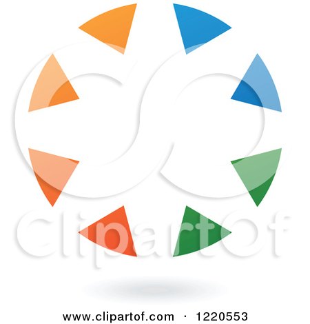 Clipart of a Floating Abstract Orange Blue and Green Ring Icon - Royalty Free Vector Illustration by cidepix
