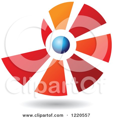 Clipart of a Floating Red Blue and Orange Shell Icon - Royalty Free Vector Illustration by cidepix