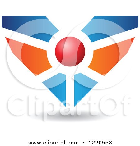 Clipart of a Floating Red Blue and Orange Heart Icon 2 - Royalty Free Vector Illustration by cidepix