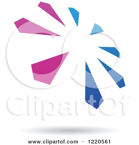 Clipart of a Floating Blue and Purple Windmill Icon - Royalty Free Vector Illustration by cidepix