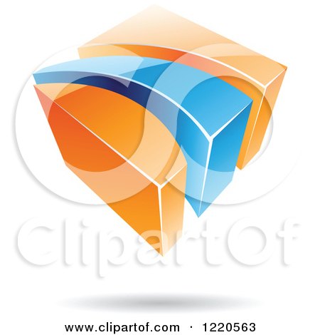 Clipart of a 3d Abstract Orange and Blue Logo 2 - Royalty Free Vector Illustration by cidepix