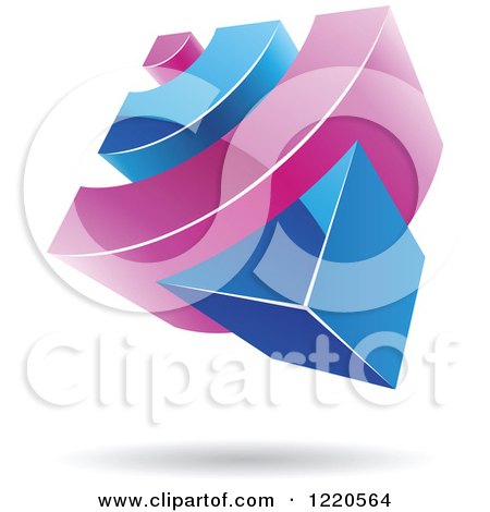 Clipart of a 3d Abstract Purple and Blue Logo - Royalty Free Vector Illustration by cidepix