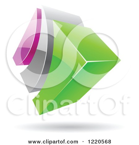 Clipart of a 3d Abstract Purple Green and Chrome Logo - Royalty Free Vector Illustration by cidepix