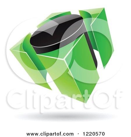 Clipart of a 3d Green and Black Abstract Button Logo - Royalty Free Vector Illustration by cidepix