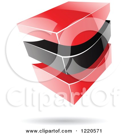 Clipart of a 3d Abstract Red and Black Logo - Royalty Free Vector Illustration by cidepix