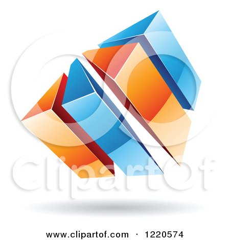 Clipart of a 3d Abstract Orange and Blue Logo - Royalty Free Vector Illustration by cidepix