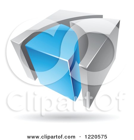 Clipart of a 3d Abstract Blue and Chrome Logo 2 - Royalty Free Vector Illustration by cidepix