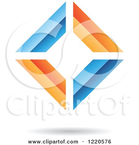 Clipart of a 3d Orange and Blue Abstract Diamond - Royalty Free Vector Illustration by cidepix