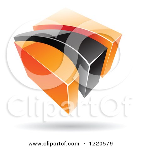 Clipart of a 3d Abstract Black and Orange Logo 2 - Royalty Free Vector Illustration by cidepix