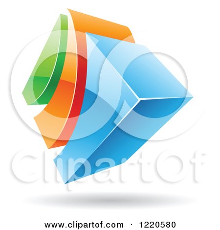 Clipart of a 3d Abstract Green Blue and Orange Logo - Royalty Free Vector Illustration by cidepix