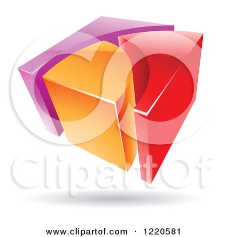 Clipart of a 3d Abstract Red Purple and Orange Logo 2 - Royalty Free Vector Illustration by cidepix