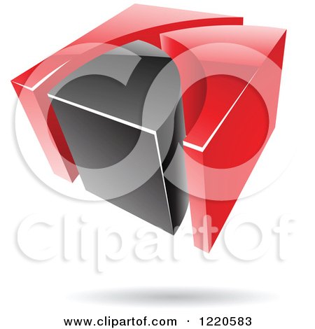 Clipart of a 3d Abstract Red and Black Logo 2 - Royalty Free Vector Illustration by cidepix
