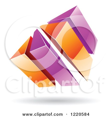 Clipart of a 3d Abstract Purple and Orange Logo - Royalty Free Vector Illustration by cidepix