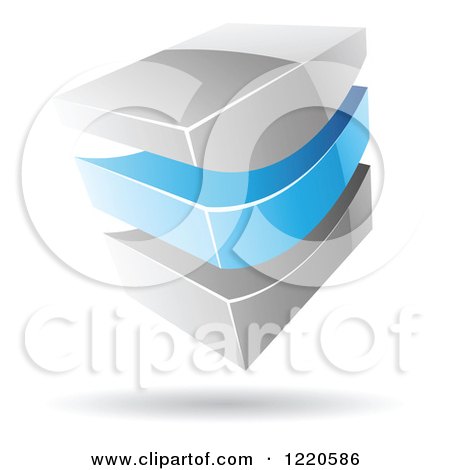Clipart of a 3d Abstract Blue and Chrome Logo 5 - Royalty Free Vector Illustration by cidepix