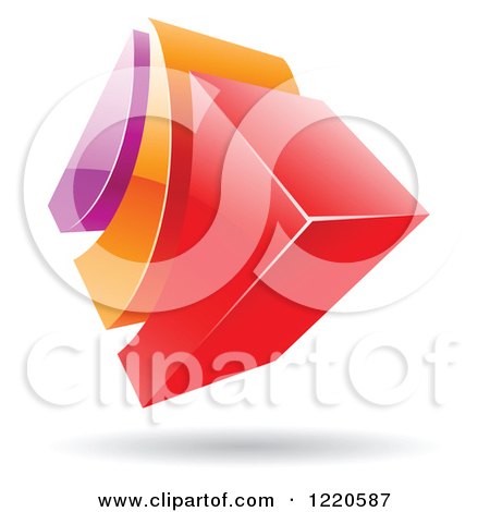 Clipart of a 3d Abstract Red Purple and Orange Logo 3 - Royalty Free Vector Illustration by cidepix
