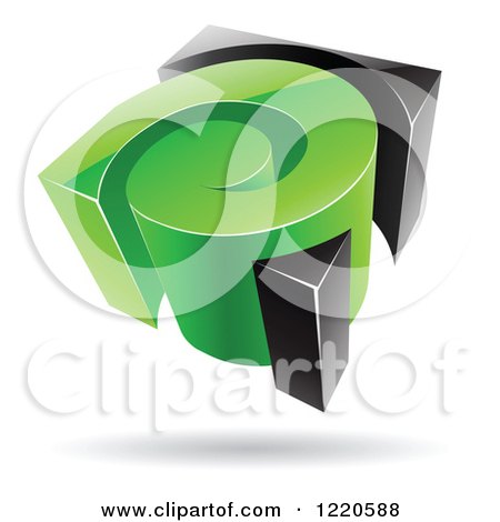 Clipart of a 3d Green and Black Spiral Logo - Royalty Free Vector Illustration by cidepix