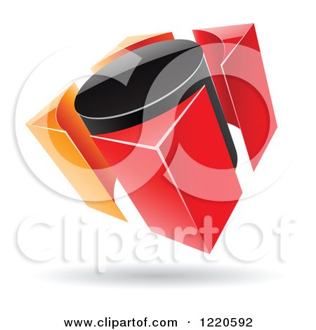 Clipart of a 3d Red Orange and Black Button Logo - Royalty Free Vector Illustration by cidepix