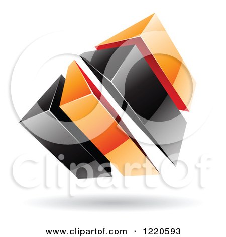 Clipart of a 3d Abstract Black and Orange Logo - Royalty Free Vector Illustration by cidepix
