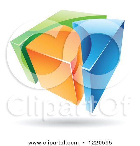 Clipart of a 3d Abstract Green Blue and Orange Logo 2 - Royalty Free Vector Illustration by cidepix
