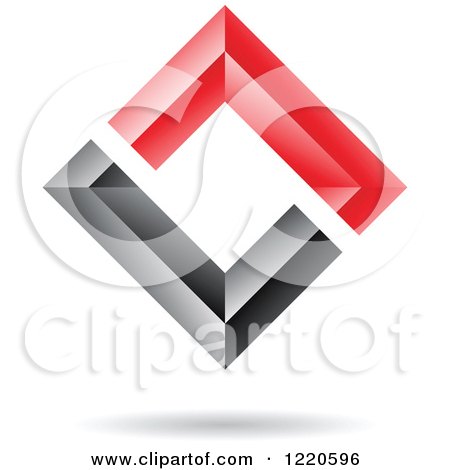 Clipart of a 3d Black and Red Abstract Diamond - Royalty Free Vector Illustration by cidepix