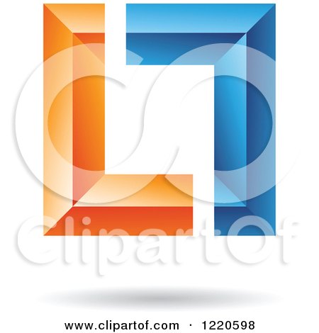 Clipart of a Floating 3d Blue and Orange Square Icon - Royalty Free Vector Illustration by cidepix