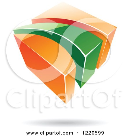 Clipart of a 3d Abstract Green and Orange Logo - Royalty Free Vector Illustration by cidepix