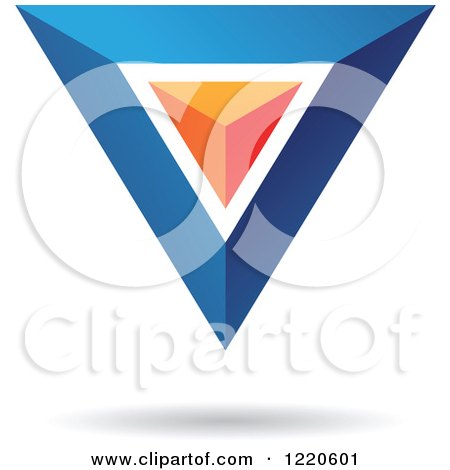 Clipart of a Floating 3d Blue and Orange Pyramid Icon - Royalty Free Vector Illustration by cidepix