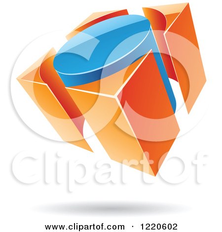Clipart of a 3d Blue and Orange Abstract Button Logo - Royalty Free Vector Illustration by cidepix