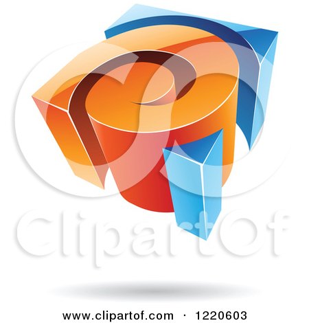 Clipart of a 3d Orange and Blue Spiral Logo 2 - Royalty Free Vector Illustration by cidepix
