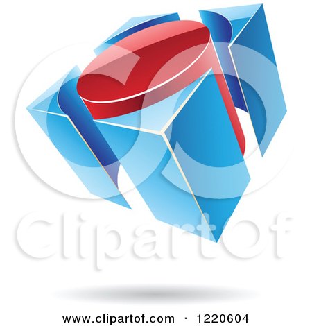 Clipart of a 3d Red and Blue Abstract Button Logo - Royalty Free Vector Illustration by cidepix