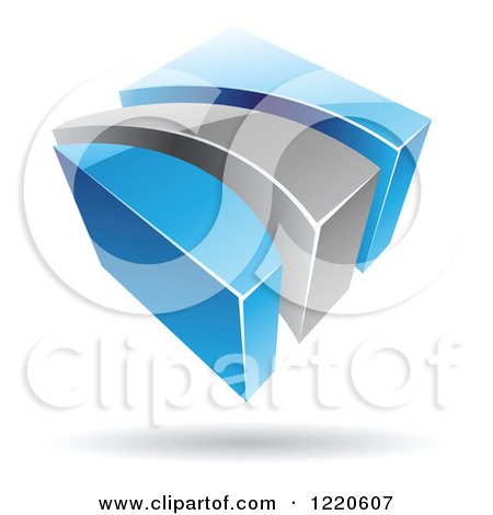 Clipart of a 3d Abstract Blue and Chrome Logo 4 - Royalty Free Vector Illustration by cidepix