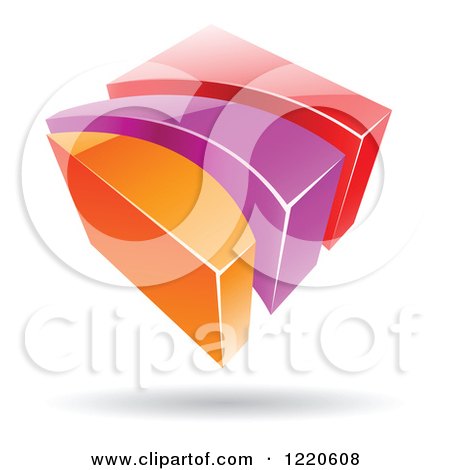 Clipart of a 3d Abstract Red Purple and Orange Logo - Royalty Free Vector Illustration by cidepix