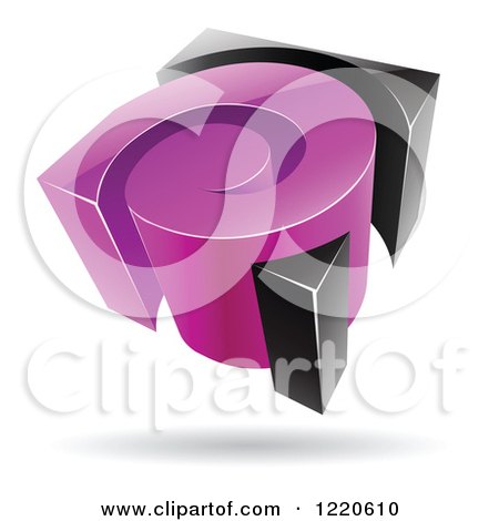 Clipart of a 3d Purple and Black Spiral Logo - Royalty Free Vector Illustration by cidepix