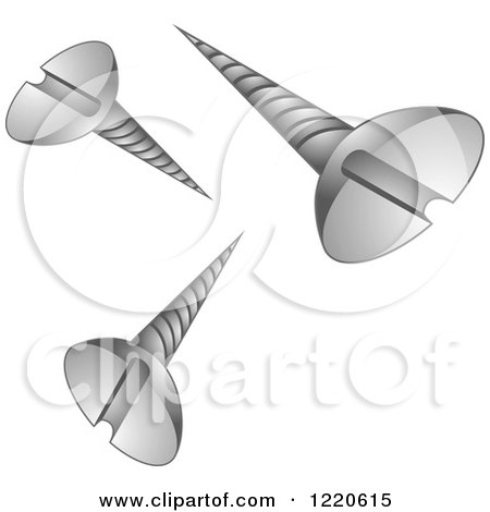 Clipart of Three Screws - Royalty Free Vector Illustration by cidepix