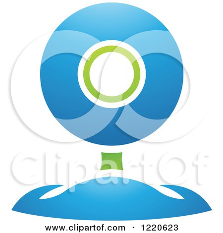 Clipart of a Green and Blue Web Cam - Royalty Free Vector Illustration by cidepix