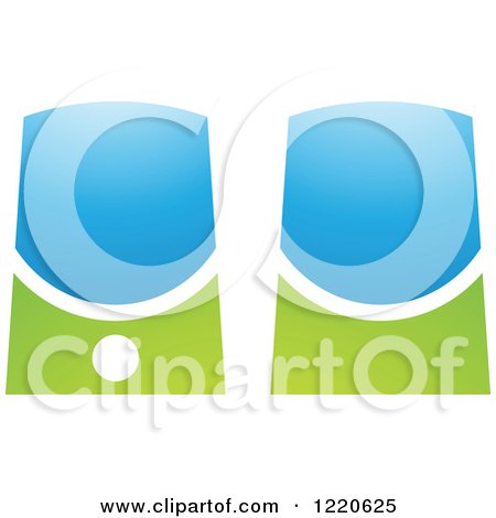 Clipart of Green and Blue Computer Speakers - Royalty Free Vector Illustration by cidepix