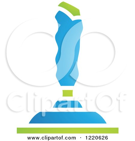 Clipart of a Green and Blue Gaming Joystick - Royalty Free Vector Illustration by cidepix