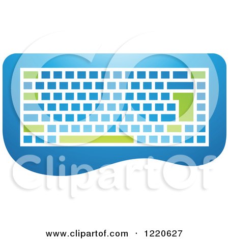 Clipart of a Green and Blue Computer Keyboard - Royalty Free Vector Illustration by cidepix