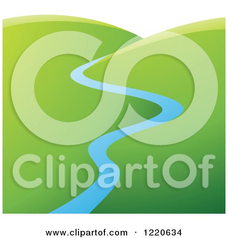 Clipart of a River Through a Valley - Royalty Free Vector Illustration by cidepix