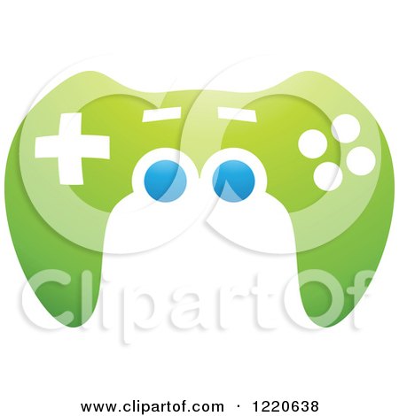 Clipart of a Green and Blue Video Game Controller - Royalty Free Vector Illustration by cidepix