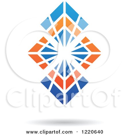 Clipart of a Floating Blue and Orange Abstract Icon 3 - Royalty Free Vector Illustration by cidepix