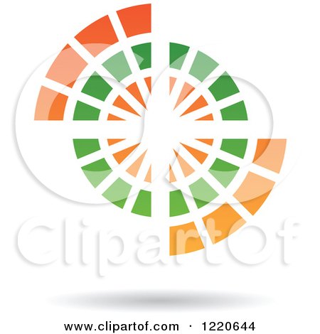 Clipart of a Floating Abstract Green and Orange Icon 2 - Royalty Free Vector Illustration by cidepix