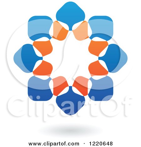 Clipart of a Floating Blue and Orange Circle Icon 3 - Royalty Free Vector Illustration by cidepix