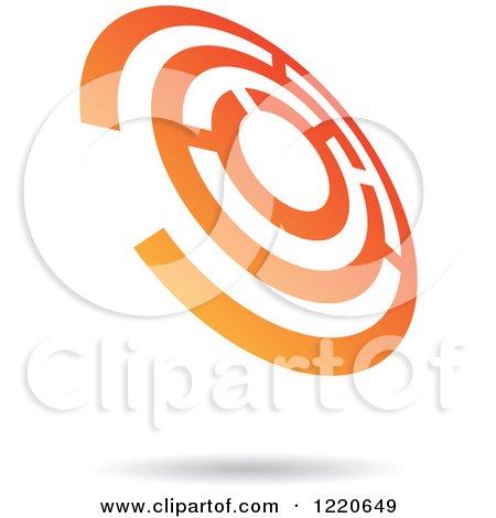 Clipart of a Floating Orange Circle Maze Icon - Royalty Free Vector Illustration by cidepix