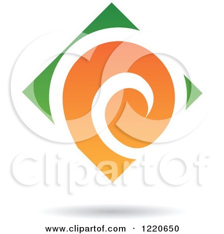 Clipart of a Green and Orange Abstract Diamond - Royalty Free Vector Illustration by cidepix