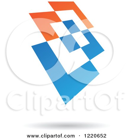 Clipart of a Floating Blue and Orange Abstract Icon 2 - Royalty Free Vector Illustration by cidepix