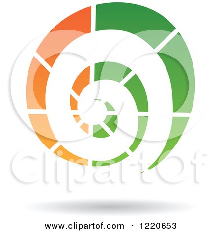 Clipart of a Floating Green and Orange Spiral Icon - Royalty Free Vector Illustration by cidepix