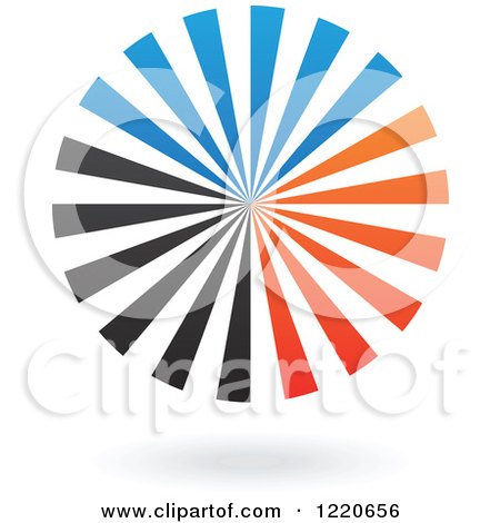 Clipart of a Floating Blue Orange and Black Ray Icon - Royalty Free Vector Illustration by cidepix