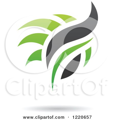 Clipart of Black and Green Abstract Flames - Royalty Free Vector Illustration by cidepix
